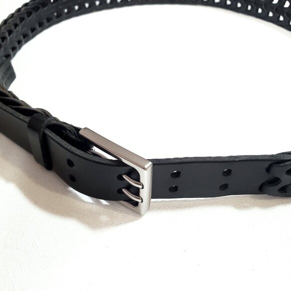 Rag & Bone Mini Woven Leather Belt Small Black - Picture 4 of 9